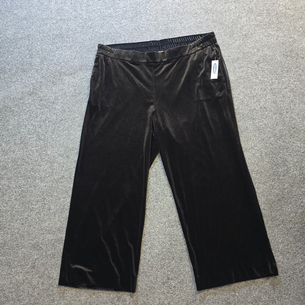 Old Navy Pants Womens Size XL Black Velour Wide Let Crop Pull On Lounge Casual